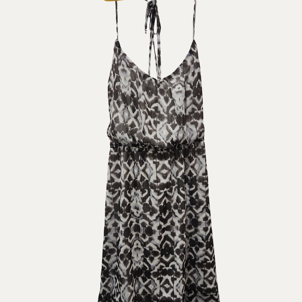 Ardene Black and White Abstract Print Halter Dress